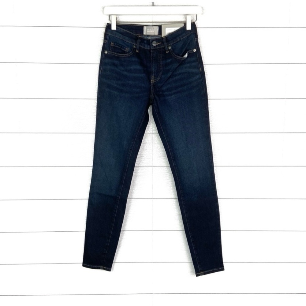 NWT EVERLANE Mid Rise Skinny Jean Dark Blue Stretch 26 New